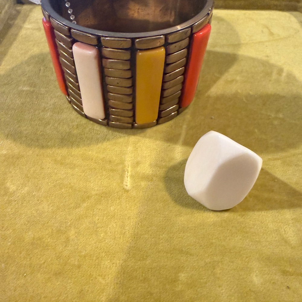 Vintage-Inspired Multicolor Cuff Bracelet with Ring